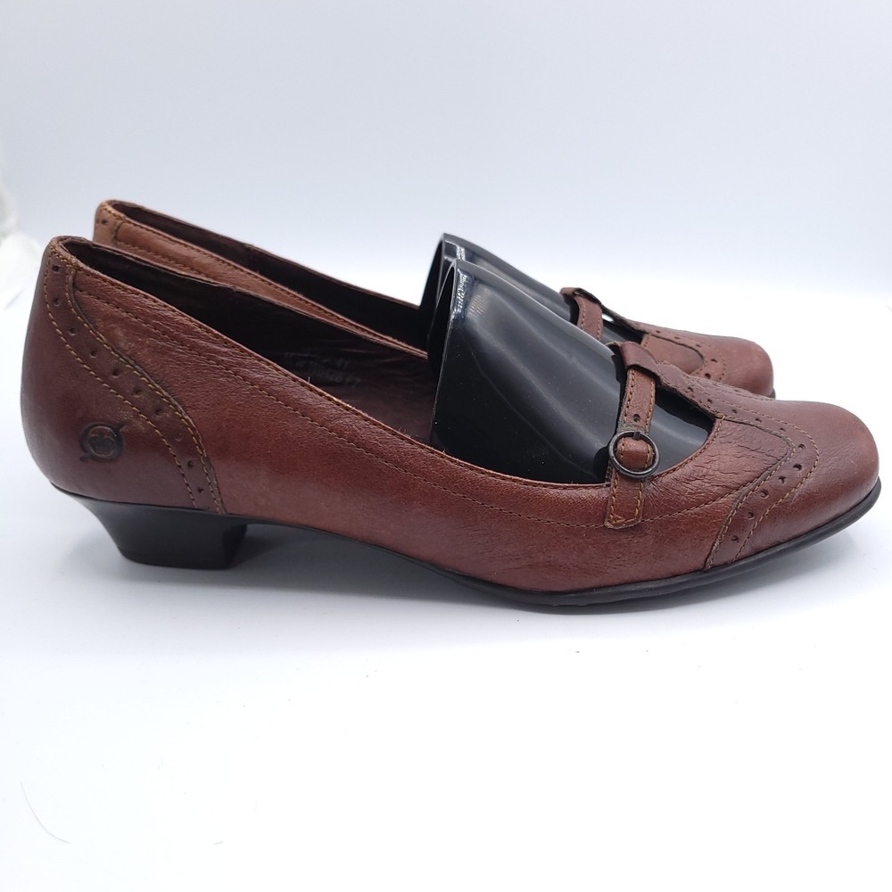 Born Mary Jane Shoes Women Size 9.5 M Brown Leather Brogue Low Heel W6428